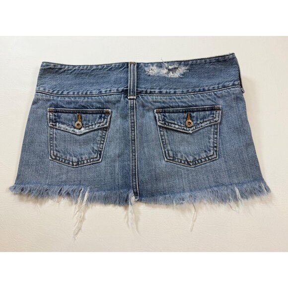 Y2K Hollister Co. Worn-Out Distressed Denim Skirt Size 3 micro mini (bin S116) - Picture 3 of 8